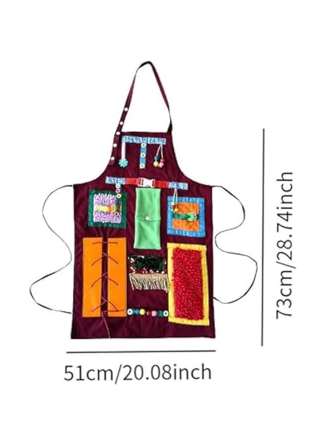OCTOBER Sensory Apron Sensory Blanket, Hand Exerciser Convenient,Gift,Fidget Blanket Activity Apron for Memory Loss Patients, red  - Image 3