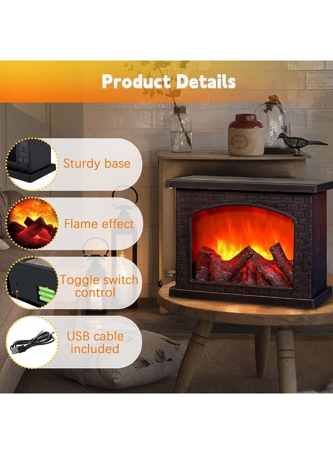 صندوق العاب مدفأة ديكورية بتقنية LED، تعمل بمنفذ USB أو بالبطاريات، لتزيين غرفة المعيشة مع تأثير احتراق واقعي. - Image 3