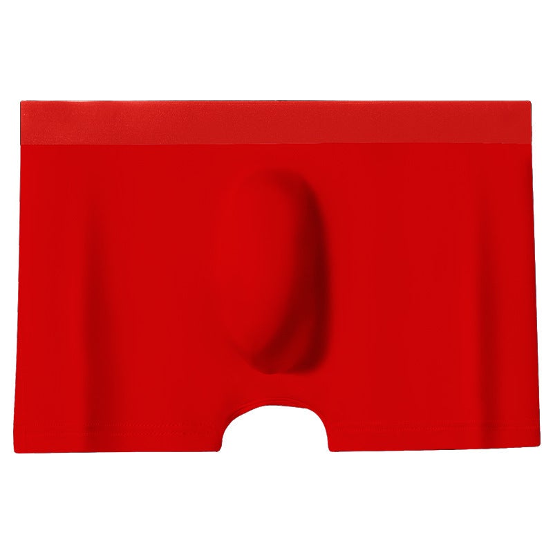 Mens Ice Silk Seamless 3D Pouch Breathable Boxers Red  - Image 1