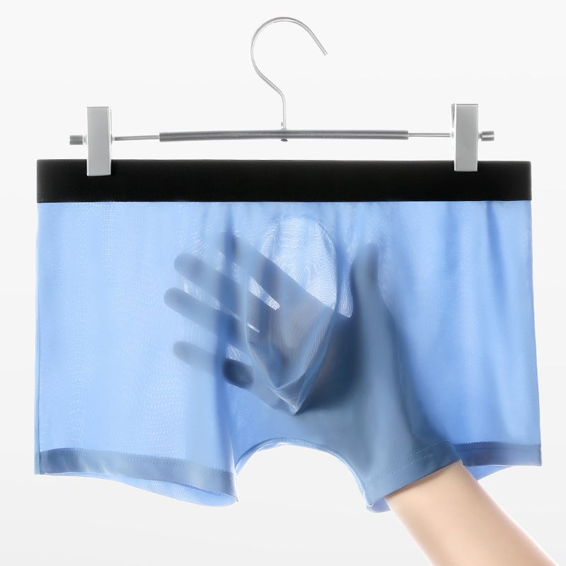 Mens Ice Silk Seamless 3D Pouch Breathable Boxers Red  - Image 4