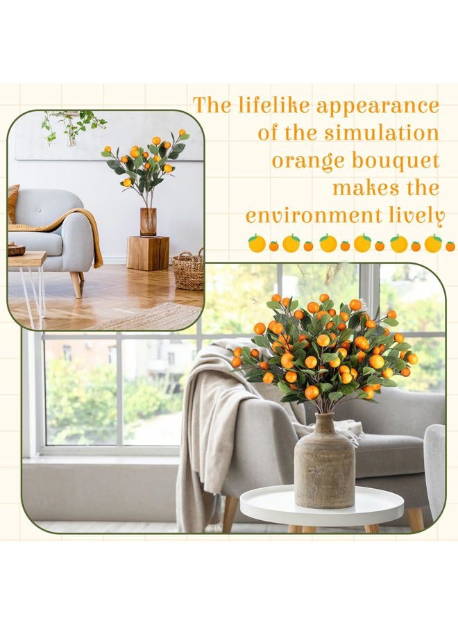 Daifunli 10 Pcs Artificial Tangerine Branches 25 Inch Realistic Faux Oranges Fruit with Green Leaves Simulation Orange Branch Decorative Kumquat Tangerine Branch for Vase Home Party Decoration - Image 5