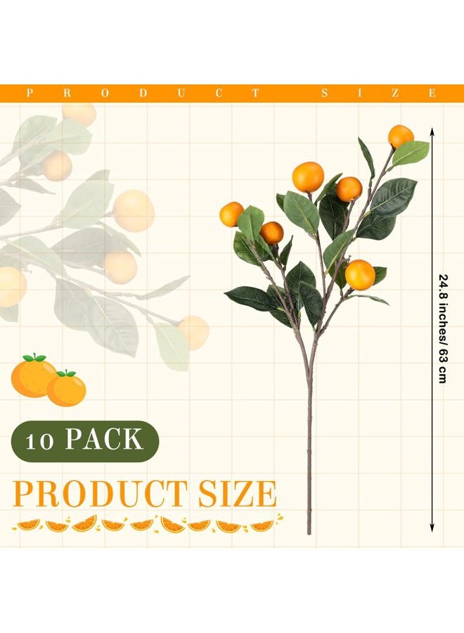 Daifunli 10 Pcs Artificial Tangerine Branches 25 Inch Realistic Faux Oranges Fruit with Green Leaves Simulation Orange Branch Decorative Kumquat Tangerine Branch for Vase Home Party Decoration - Image 2