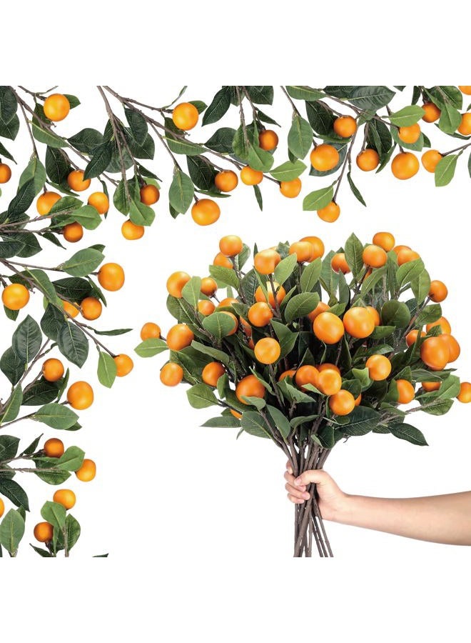 Daifunli 10 Pcs Artificial Tangerine Branches 25 Inch Realistic Faux Oranges Fruit with Green Leaves Simulation Orange Branch Decorative Kumquat Tangerine Branch for Vase Home Party Decoration - Image 1