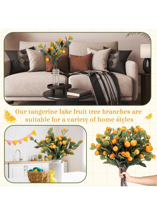 Daifunli 10 Pcs Artificial Tangerine Branches 25 Inch Realistic Faux Oranges Fruit with Green Leaves Simulation Orange Branch Decorative Kumquat Tangerine Branch for Vase Home Party Decoration - Image 4