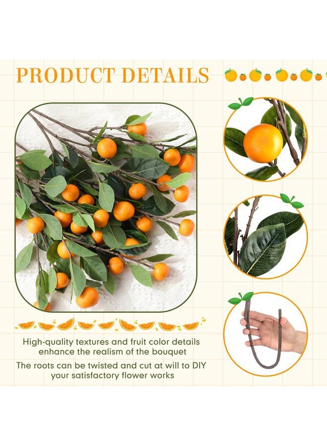 Daifunli 10 Pcs Artificial Tangerine Branches 25 Inch Realistic Faux Oranges Fruit with Green Leaves Simulation Orange Branch Decorative Kumquat Tangerine Branch for Vase Home Party Decoration - Image 3