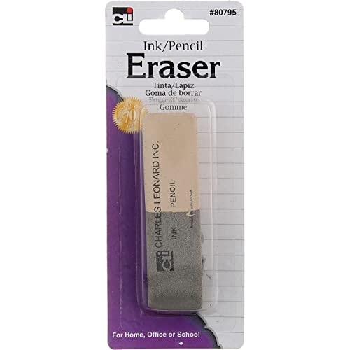 Charles Leonard 2 Sided Ink and Pencil Eraser GrayWhite 80795 - Image 1
