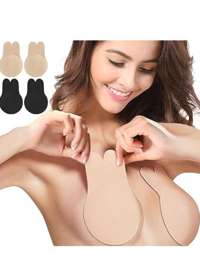 2 Pair Bras for Women Breathable Rabbit Ear Chest Stickers Adhesive Bra Push Up Invisible Bra Reusable Silicone Bra Cups Strapless Adhesive Bra Lighweight Deep V-Shaped Bra（XXL） - Image 2