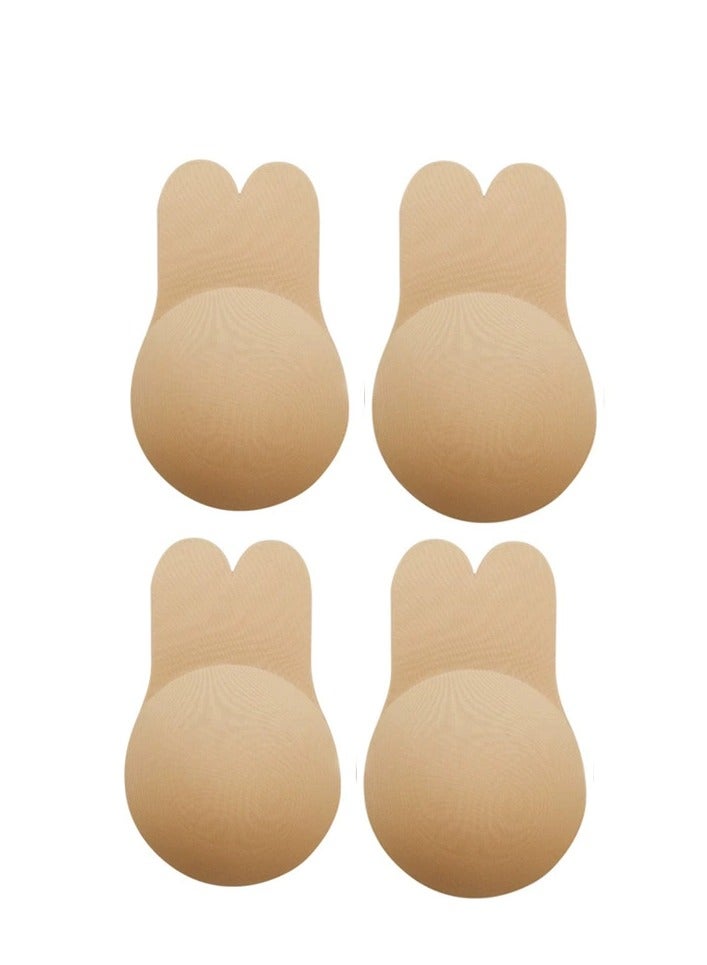 2 Pair Bras for Women Breathable Rabbit Ear Chest Stickers Adhesive Bra Push Up Invisible Bra Reusable Silicone Bra Cups Strapless Adhesive Bra Lighweight Deep V-Shaped Bra（XXL） - Image 1