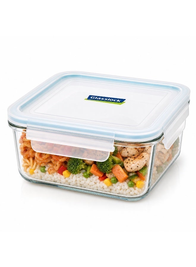 Glasslock MCSB-120 Square Glass Food Storage Container 1200ml Airtight BPA Free Microwave Safe - Image 1