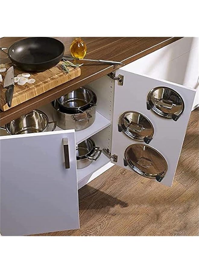 Beauenty 6-Pack Pot Lid Organizer: Cabinet Door or Wall Mount, Cupboard & Pan Lid Holders for Kitchen  - Image 3