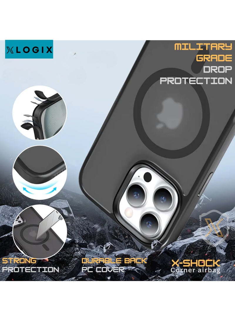 XLogix FrostX for iPhone 16 Pro Case, Frosted Black - Slim Protective Cover with MagSafe Compatibility | Shockproof & Scratch-Resistant Design, FrostX Series - Image 2