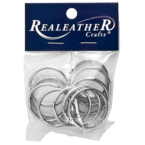 Realeather حلقات مفاتيح مقسمة من ريلذر BKR12510 (عبوة 10)، 1.25"، نيكل - Image 1