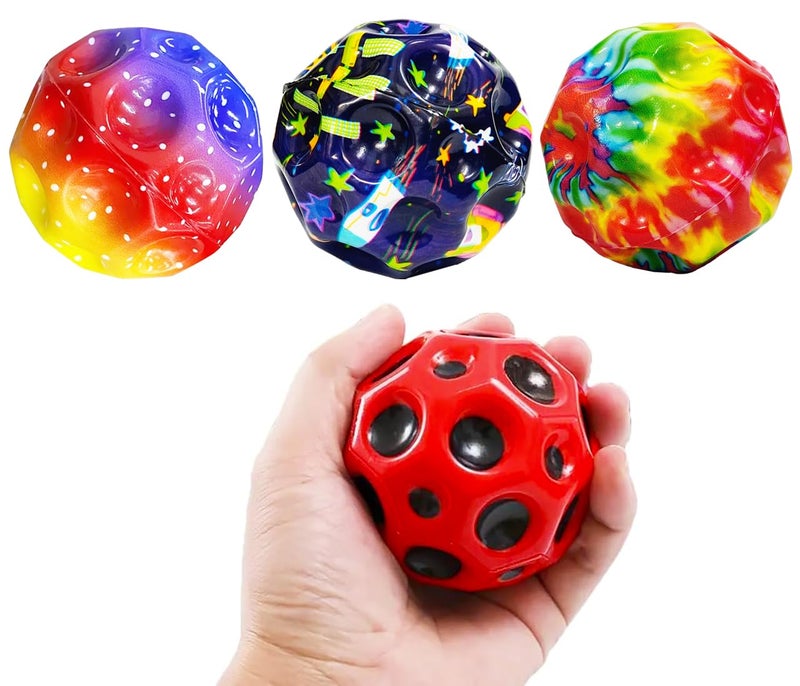 vGRASSP Super Bouncy Rubber Moon Ball Toy for Kids and Adults with Craters - High Bounce, Textured Grip, Perfect for Playtime Fun - Return Gift Foam Ball, Multicolor (Pack of 2) - Image 5