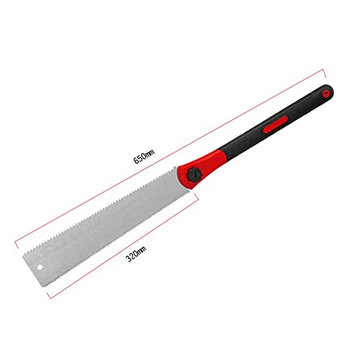 LSLANSOON Double Edged Hand Saw, 32cm/12.5” Japanese Ryoba Pull Saw Flexible Flush Cut Saw for Fine and Coarse Cutting Woodworking (Red) - Image 2