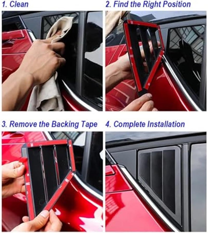 QASULER Car Rear Louver Window Cover Trim for Toyota C-HR - Image 2