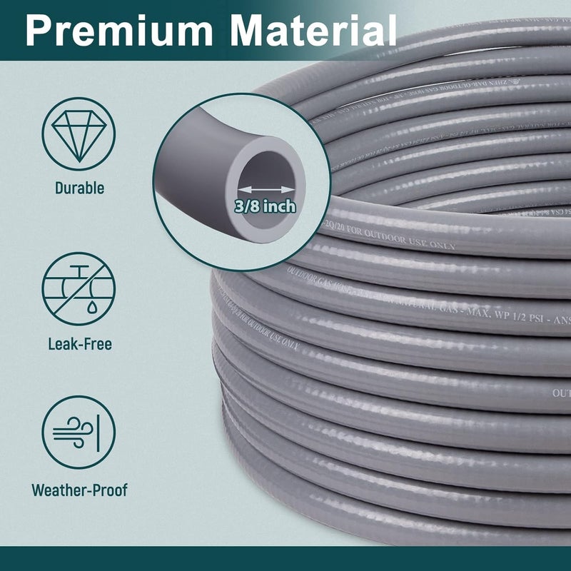 GASPRO 36 FT 3/8" ID Natural Gas Hose, Low Pressure LPG Hose with Quick Connect, for Weber, Char-broil, Pizza Oven, Patio Heater and More - Image 5
