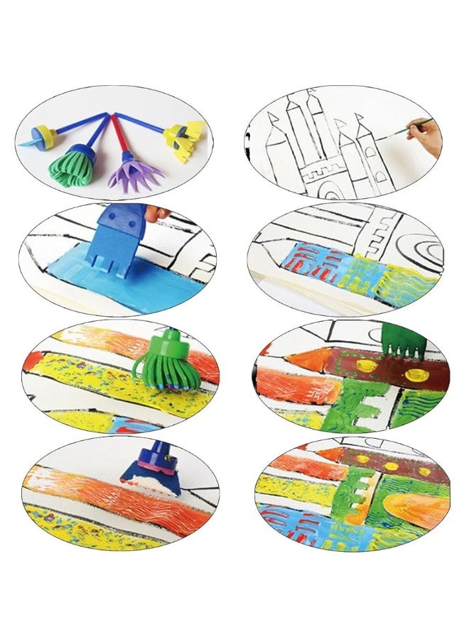 EVNEED Paint Sponges for Kids,29 pcs of Fun Paint Brushes for Toddlers.Coming with Sponge Brush, Flower Pattern Brush, Brush Set, Long Sleeve Waterproof Apron with 3 Roomy Pockets - Image 5