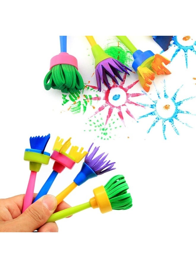 EVNEED Paint Sponges for Kids,29 pcs of Fun Paint Brushes for Toddlers.Coming with Sponge Brush, Flower Pattern Brush, Brush Set, Long Sleeve Waterproof Apron with 3 Roomy Pockets - Image 4