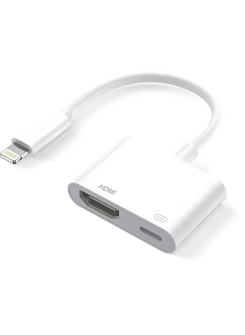 أبلينم محول HDMI من iPhone إلى التلفزيون، iPad إلى HDMI 1080P HD Digital AV Adapter (لا يحتاج إلى طاقة)، موصل شاشة مزامنة الفيديو والصوت متوافق مع iPhone 14/13/12/11/X/8/iPad/إلى شاشة عرض HDTV - Image 1
