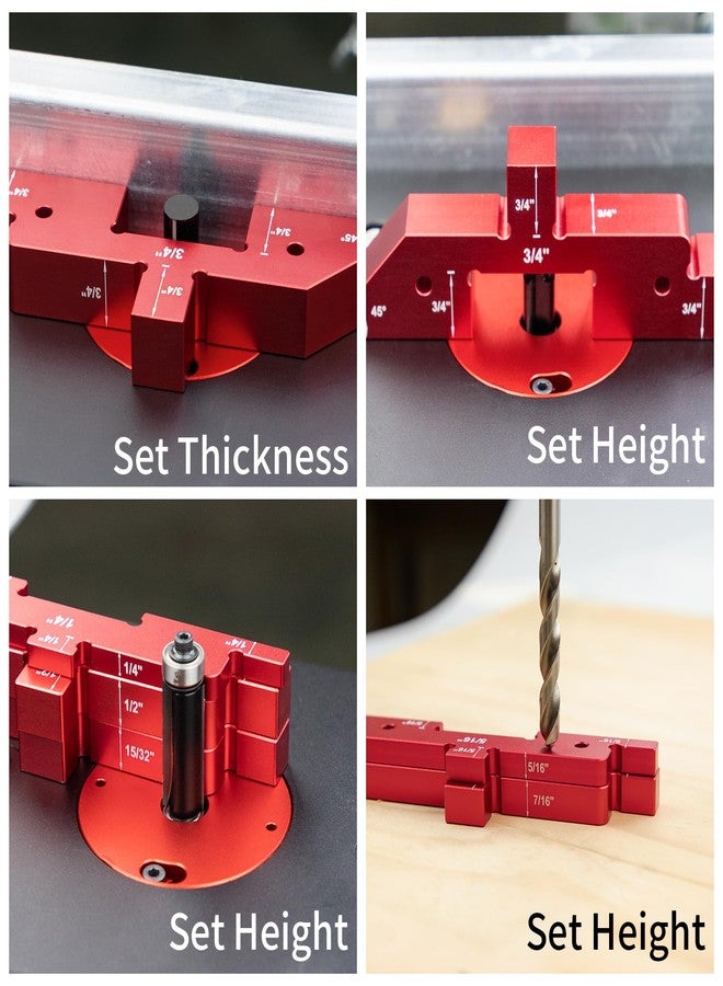 SIIIXS Router Table Setup Bars,14pcs Aluminum Precision Setup Blocks Height Gauge Set for Router Table Saw Accessories and Angle Woodworking Set Up(Each Block has Different Thickness) - Image 5