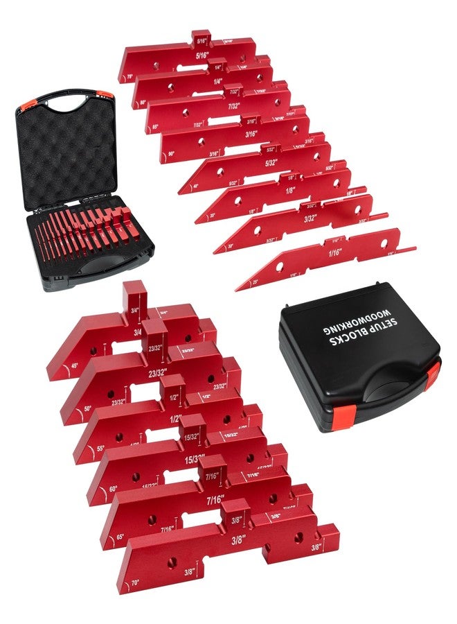 SIIIXS Router Table Setup Bars,14pcs Aluminum Precision Setup Blocks Height Gauge Set for Router Table Saw Accessories and Angle Woodworking Set Up(Each Block has Different Thickness) - Image 1