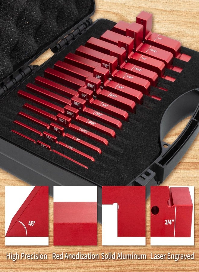 SIIIXS Router Table Setup Bars,14pcs Aluminum Precision Setup Blocks Height Gauge Set for Router Table Saw Accessories and Angle Woodworking Set Up(Each Block has Different Thickness) - Image 3