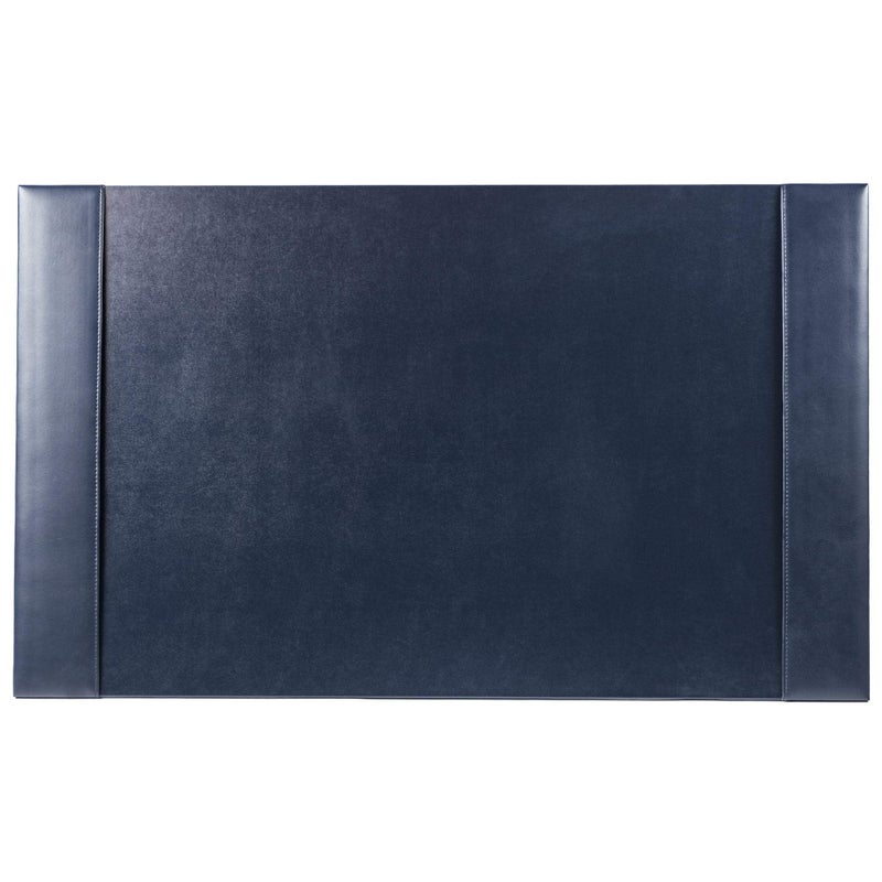 DACASSO Bonded Leather Desk Pad with Side Rails  Luxury Leather Desk Blotter for Writing 30 x 18 Navy Blue