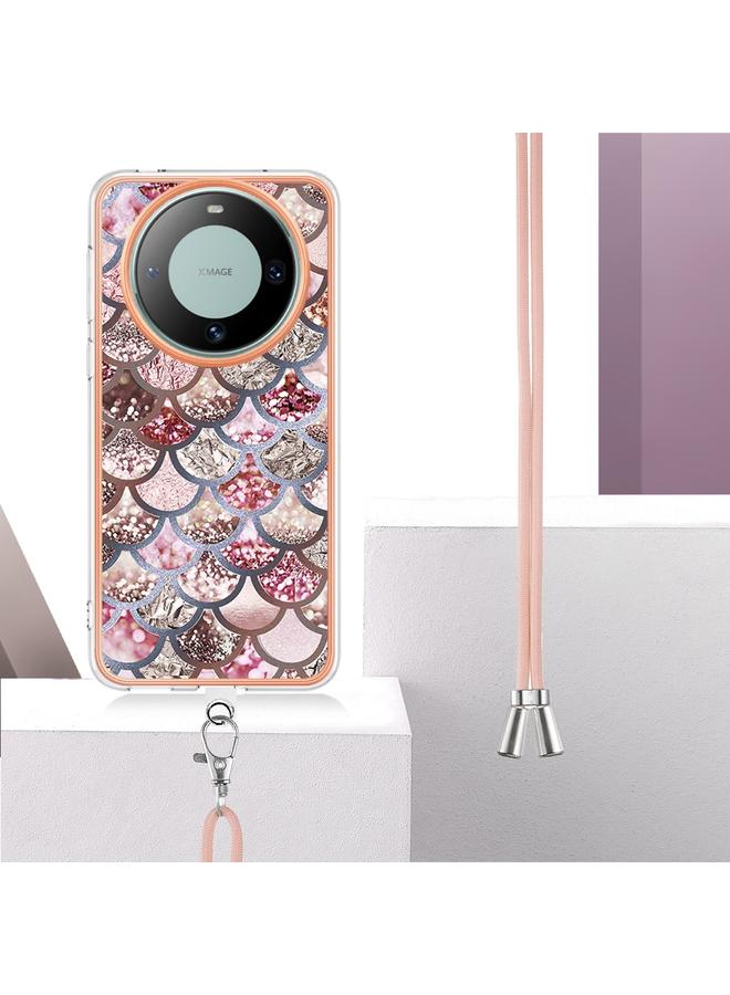 Zaboon Case For Huawei Mate 60 Pro Electroplating IMD TPU Phone Case with Lanyard - Image 2