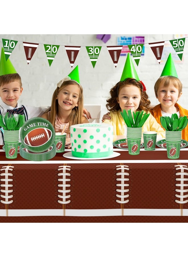 Childom Football Party Supplies Set 133Pcs Football Party Decorations Disposable Football Party Plates Cups Knives Spoons Fork Banner And Tablecloth Football Birthday Party Favors For Home Dinner Birthday - Image 5