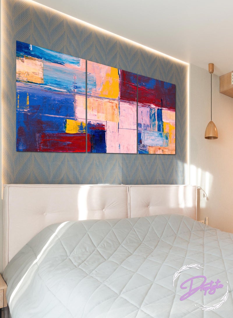 Droplyte 3 Piece Multicolor Abstract Painting Decorative Wall Art Wall Decor Card Board MDF Home Decor for Living Room, Drawing Room, Office Room and Bedroom 120CM x 60CM  - Image 1