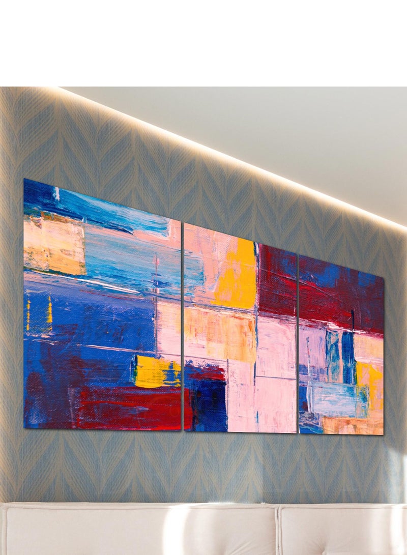Droplyte 3 Piece Multicolor Abstract Painting Decorative Wall Art Wall Decor Card Board MDF Home Decor for Living Room, Drawing Room, Office Room and Bedroom 120CM x 60CM  - Image 2