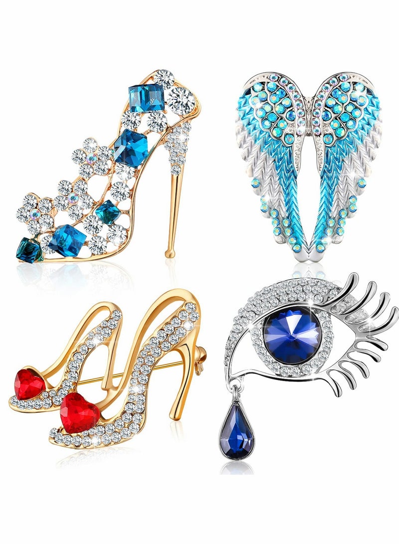 KASTWAVE Rhinestone Brooches, 4 Pcs Crystal Brooch Pins - Image 1