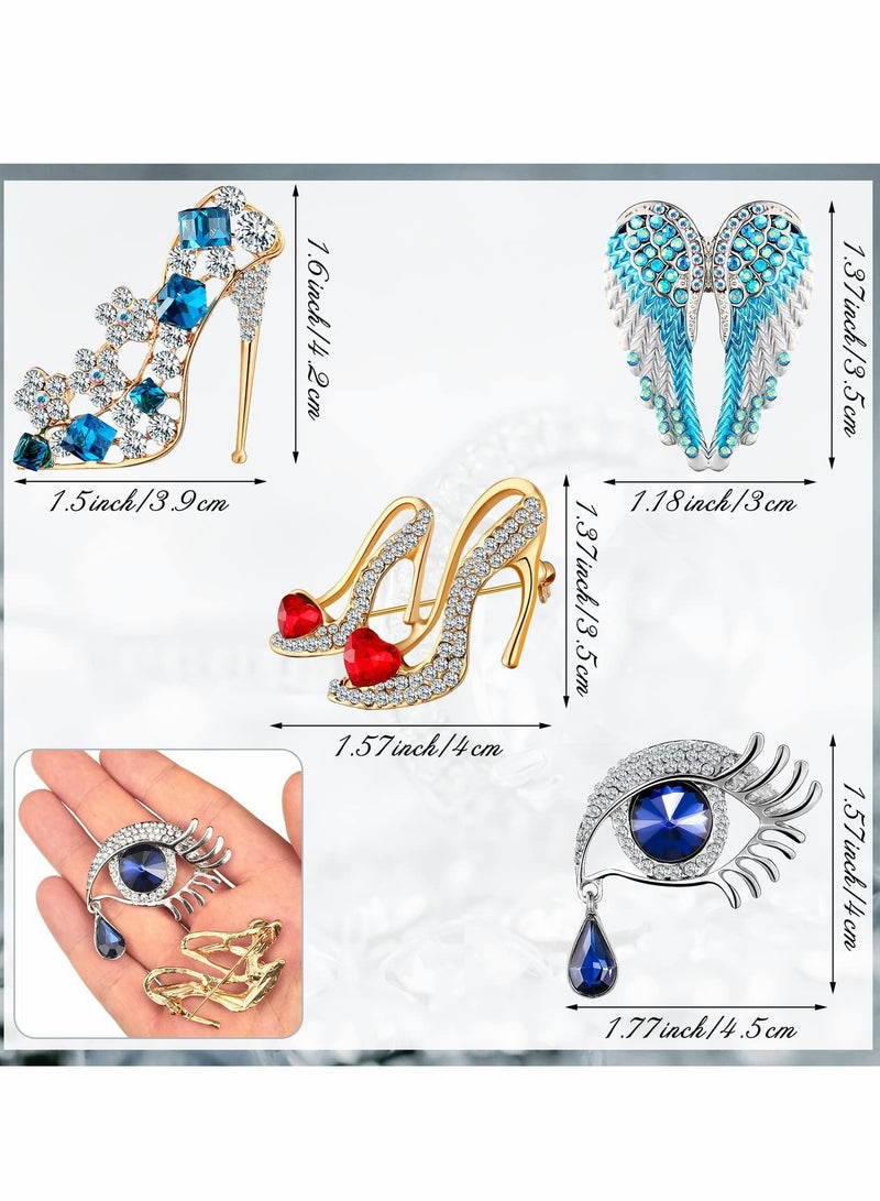 KASTWAVE Rhinestone Brooches, 4 Pcs Crystal Brooch Pins - Image 3