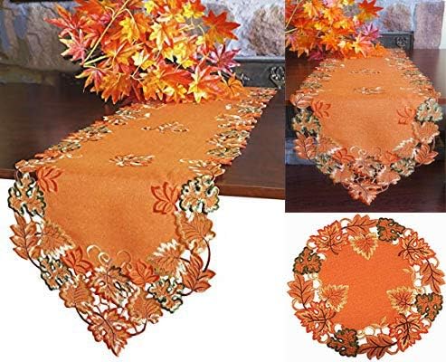 GRANDDECO Harvest Fall Table Placemat 14 Set of 4Cutwork Embroidered Maple Leaves Dresser Scarf Table Topper for Thanksgivings Day Home Dinner Holiday Party Decoration - Image 4