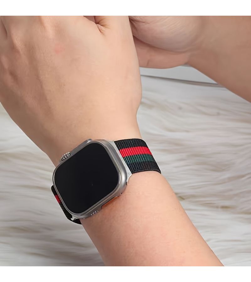 Elastic Sport Watch Bands for iWatch 42mm 44mm 45mm 49mm Series 10 9 8 7 6 5 4 3 1 Men Women Silvery Metal Connectors Parachute Style Buckle Multicolor 6 Replacement Strap - Image 5