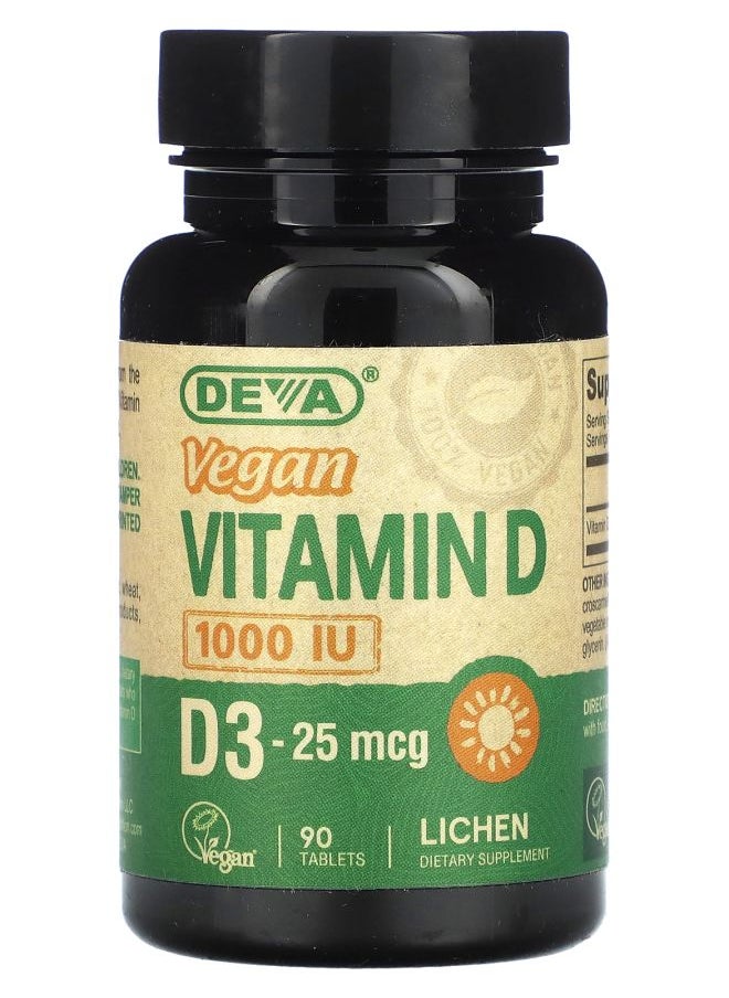Deva Vegan Vitamin D3 25 mcg (1000 IU) 90 Tablets 