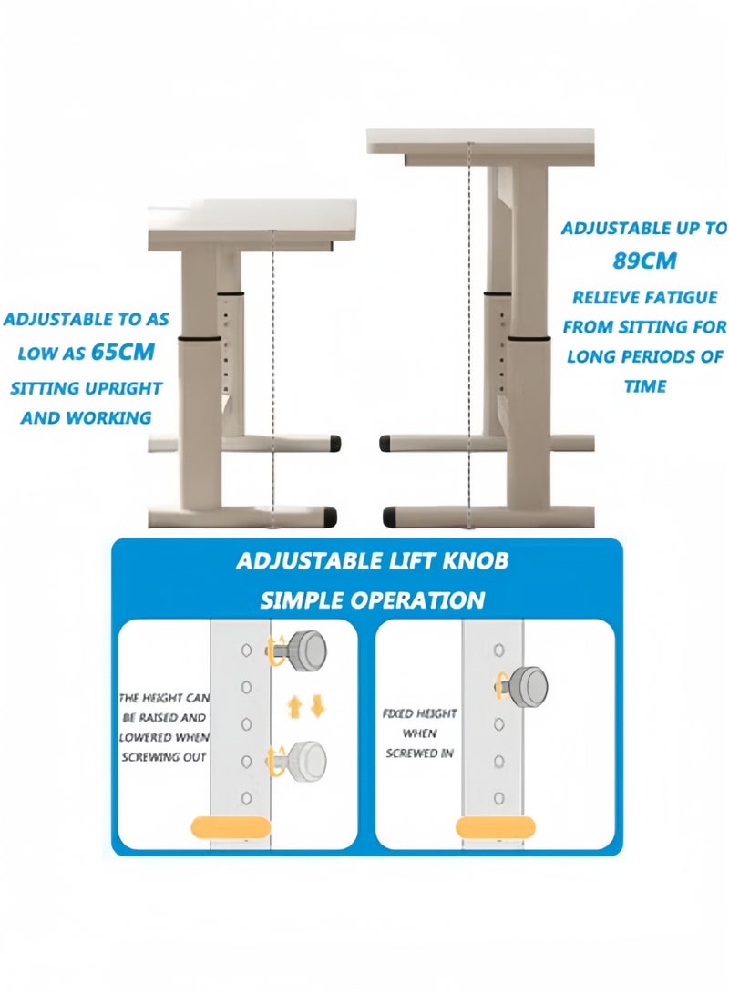 جيجيرو مكتب قائم يدوي، مكتب قابل لتعديل الارتفاع، طاولة كمبيوتر قائمة للمكتب المنزلي، غرفة النوم، أبيض دافئ، 80×40 سم - Image 2