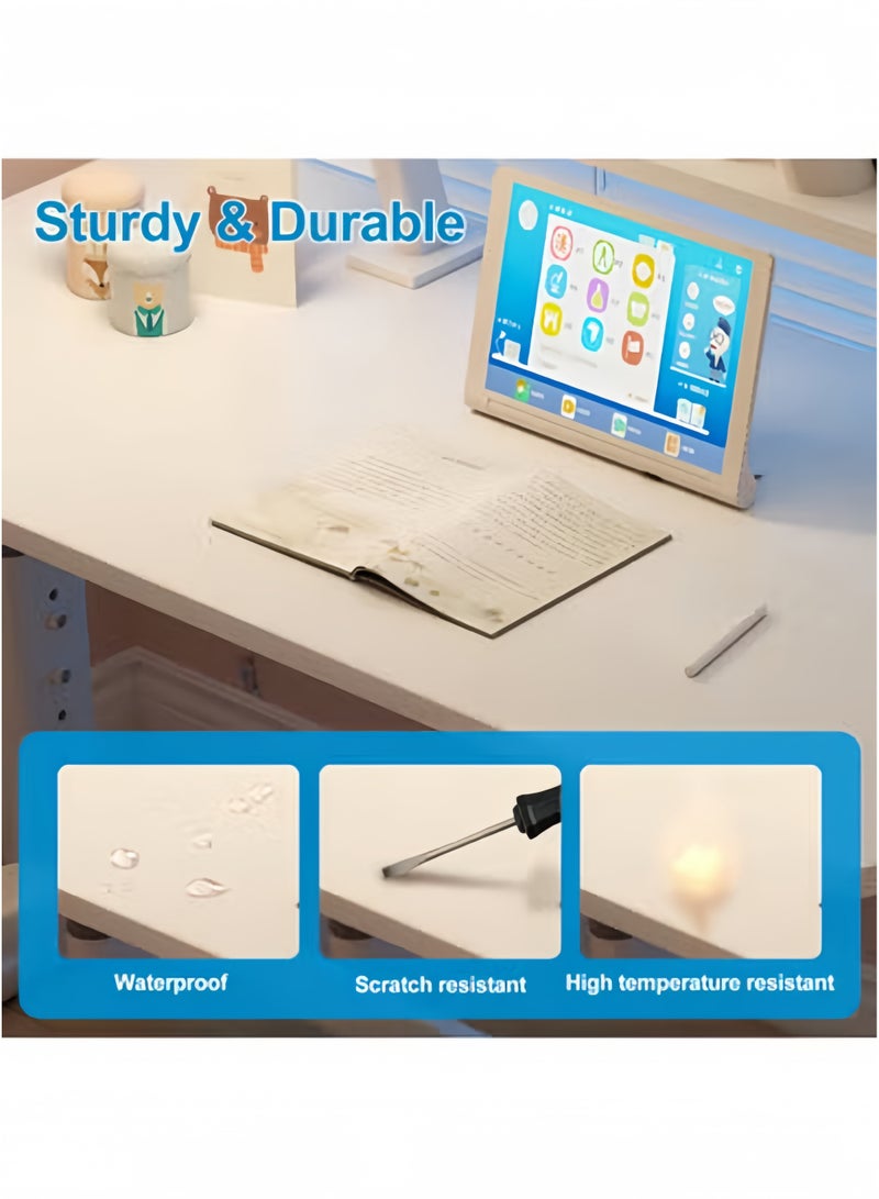 جيجيرو مكتب قائم يدوي، مكتب قابل لتعديل الارتفاع، طاولة كمبيوتر قائمة للمكتب المنزلي، غرفة النوم، أبيض دافئ، 80×40 سم - Image 3