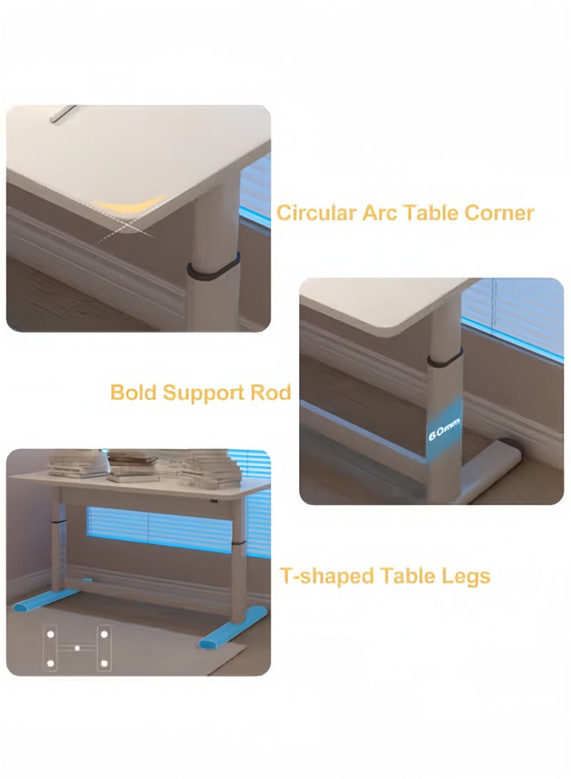 جيجيرو مكتب قائم يدوي، مكتب قابل لتعديل الارتفاع، طاولة كمبيوتر قائمة للمكتب المنزلي، غرفة النوم، أبيض دافئ، 80×40 سم - Image 5
