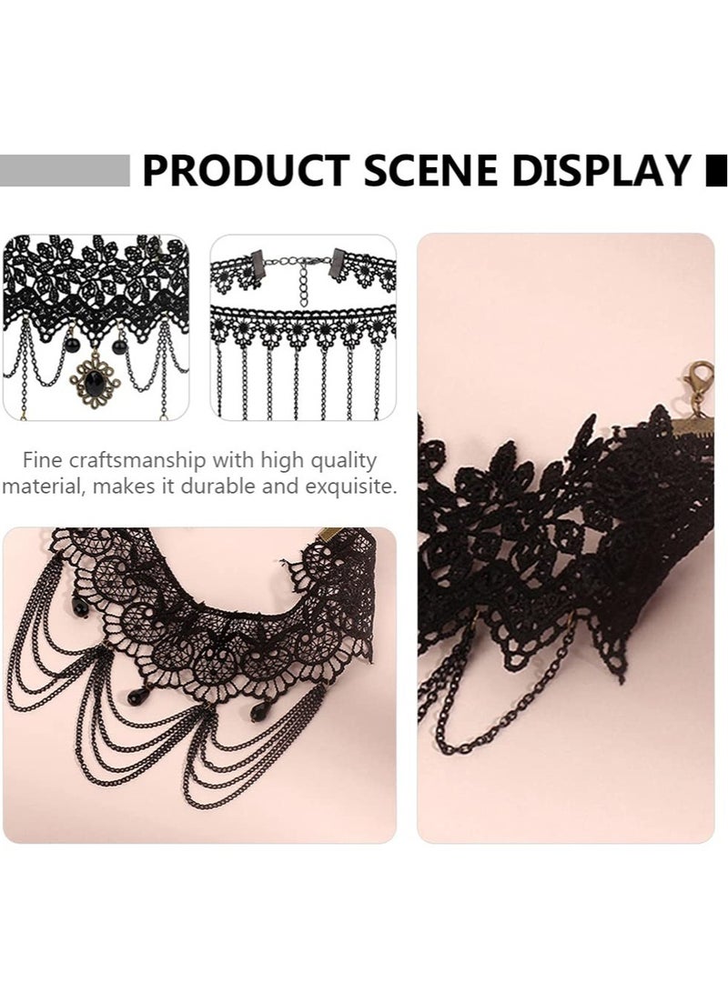 Excefore Choker Necklace for Women Girls, 3pcs Lace Necklace Vintage Choker Neck, Black Classic Velvet Stretch Tattoo Lace for Women Girl Party Wedding Supplies - Image 3