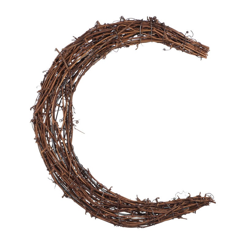 Amosfun Easter Day Decoration Grapevine Wreath Moon Shaped Rattan Wreath Frame for DIY Crafts Easter Day Home Decor 118 Inch