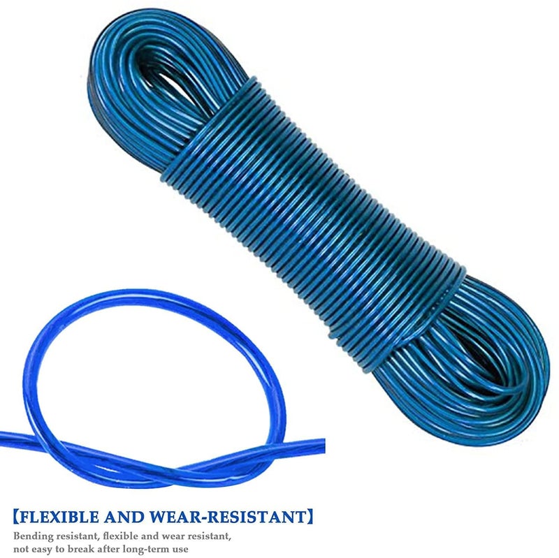 Aternal Cloth Rope 10 Meter Washing Line Rope PVC Coated Steel Wire Rope for Drying ClothesClothesline AntiRust Multipurpose Wire Rope with 2 Plastic Hooks Multicolor Pack of 3 - Image 4
