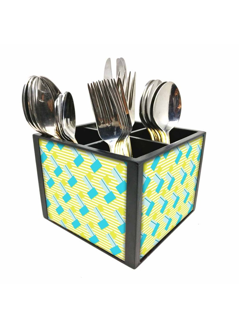 Nutcase Nutcase Designer Cutlery Stand Holder Silverware CaddySpoons Forks Knives Organizer for Dining Table kitchen W575 x H 425 x L55SPOONS NOT INCLUDED Teal and yellow  - Image 3