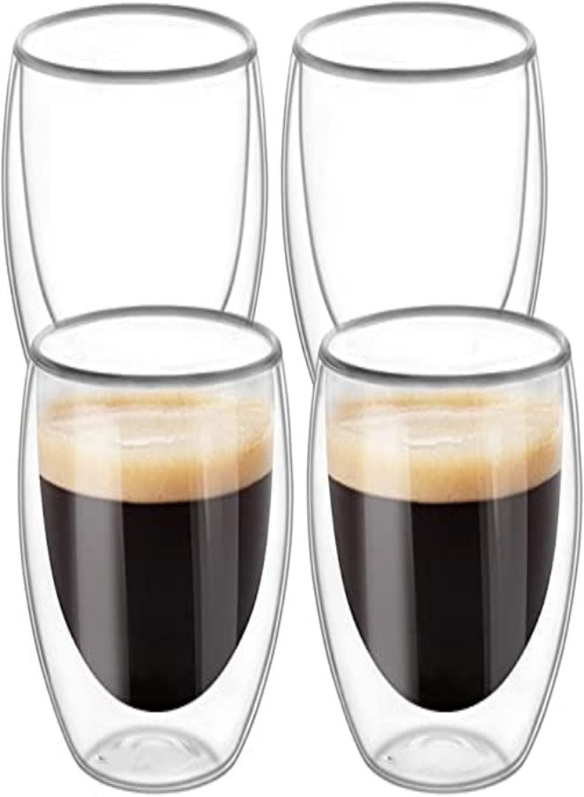 AKDC Lushh Double Wall Insulated Coffee Tea Cups, Borosilicate Glass Tea Cups For Espresso, Cappuccino, Latte, Macchiato, Tea, Smoothies, And Juice, Water, Set Of 4 Pcs 250 Ml (8Oz) - Image 3