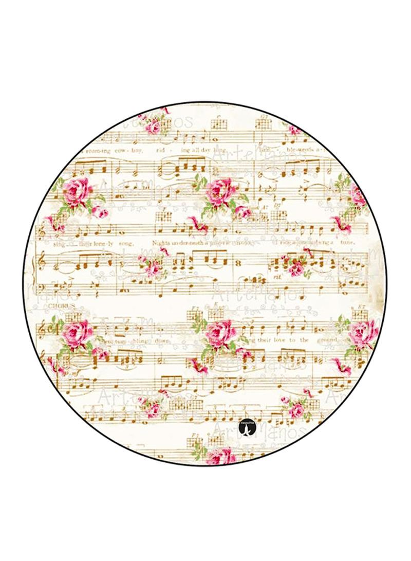 RKN Flowers Printed Mouse Pad  Round  Multicolour