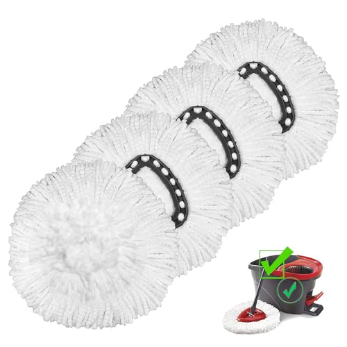 4 Pack Mop Head Replacement Compatible with OCedar Mop EasyWring Spin Mop Refill Microfiber Spin Mop Refills Easy Cleaning Mop Head Replacement 4 Mop Replace Head