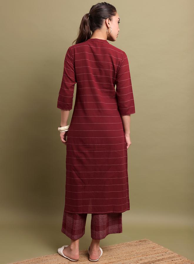 فيشود كُرتا بخطوط أفقية وأعمال تطريز من ستايلي - Image 3