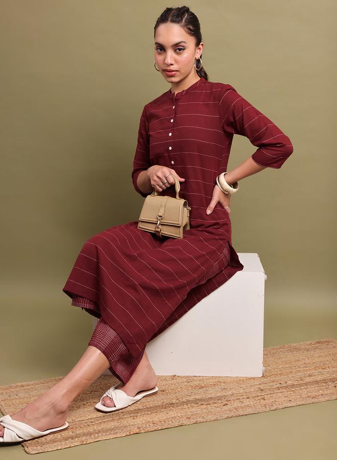 فيشود كُرتا بخطوط أفقية وأعمال تطريز من ستايلي - Image 1