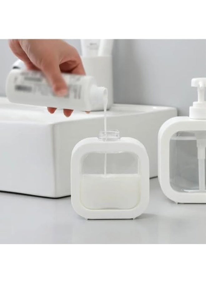 500ml Square Clear Soap Dispenser Bottle, Refillable Bathroom Soap Dispenser for Lotion, Shampoo and Shower Gel, Elegant Kitchen Decor (1Pcs, White) - Image 2