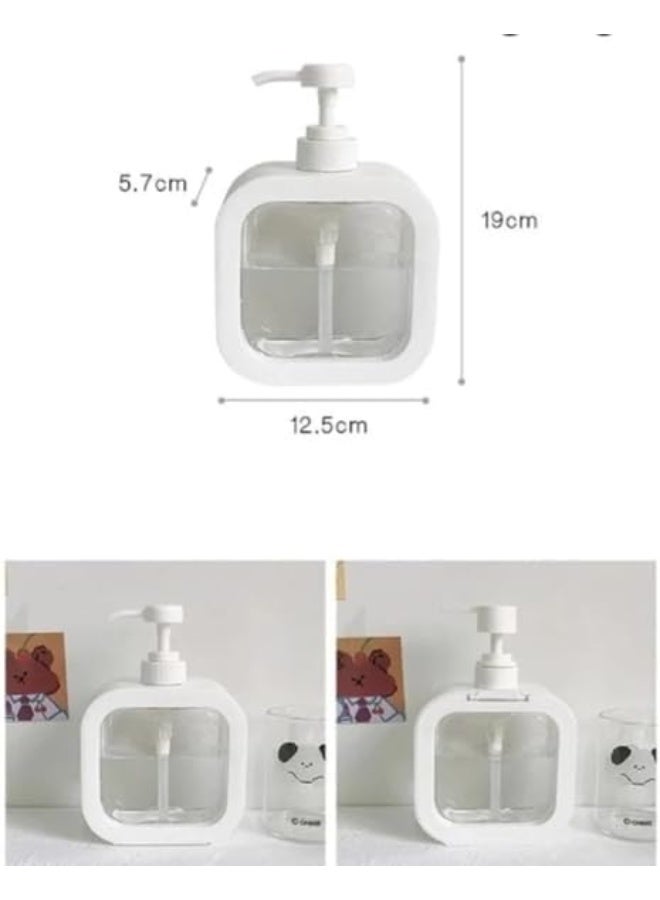 500ml Square Clear Soap Dispenser Bottle, Refillable Bathroom Soap Dispenser for Lotion, Shampoo and Shower Gel, Elegant Kitchen Decor (1Pcs, White) - Image 3